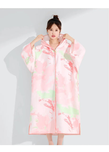 Quick-drying Windproof Hooded Bathrobe Swimming Sports Diving Beach Bath Towel Wearable Cape Bathrobe For Women