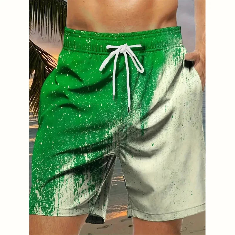 3D Printed Colorful Neon Short Pants For Men Dragon Landscape Pattern Beach Shorts Summer Casual Street Breathable Swim Trunks