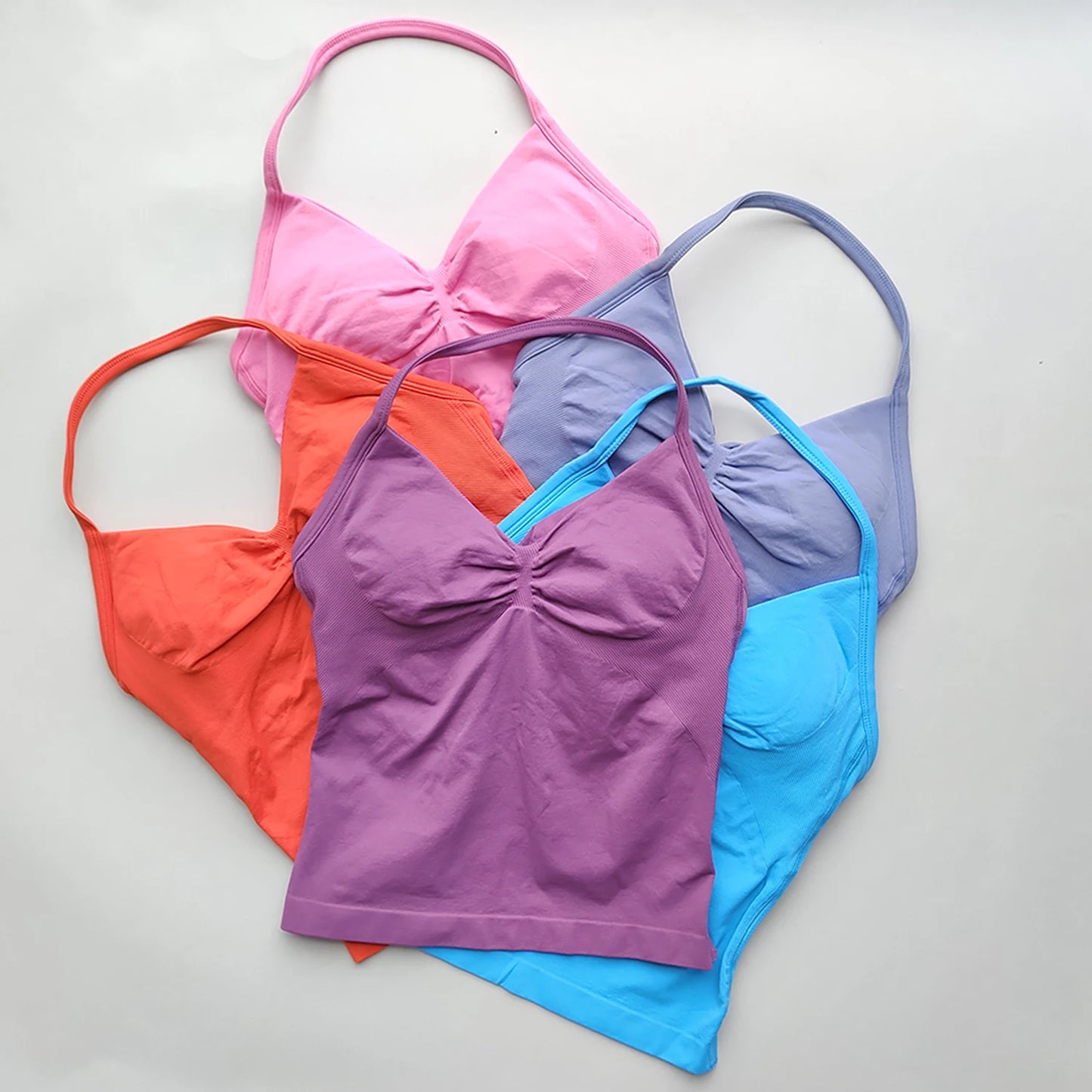 Longline Strappy Gym Tops Women's Sleeveless Workout Shirt  Gym Clothes  Scrunch Open Back Bra Running Yoga Tank Tops