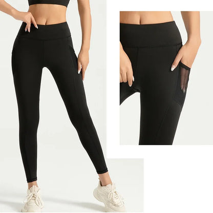 Pockets Yoga Leggings Peach Butt Lifting Yoga Legging High Waist Tummy Control Gym Leggings Running Jogging Pants