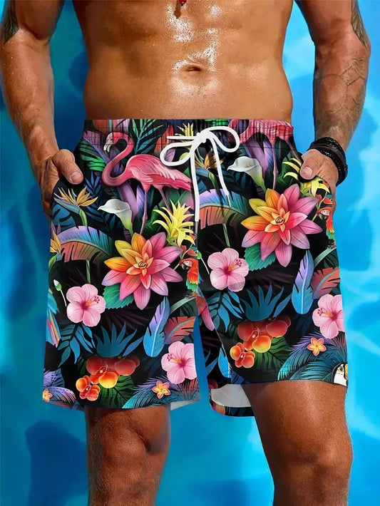 Coconut Leaves Man Swimwear Beach Briefs Summer Big Size Swimwear Men Board Shorts Casual Hawaiian 3D Flower Designer Shorts