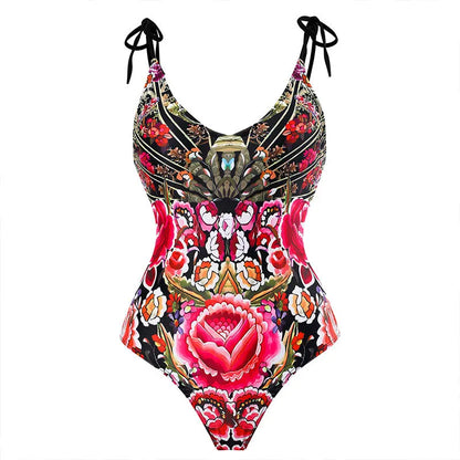 Printed Swimsuit Women One Piece Straped Swimwear Bathers Bathing Swim Suit Beachwear Swimming Summer Bodysuit