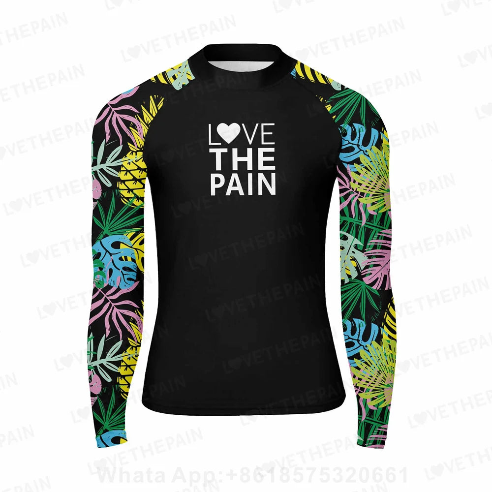 Summer Men's Swimwear Long Sleeve Rash Guards Swim T-Shirts Uv Sun Protetion Swimsuit Beach Skin Suit Water Surf Deck Suit