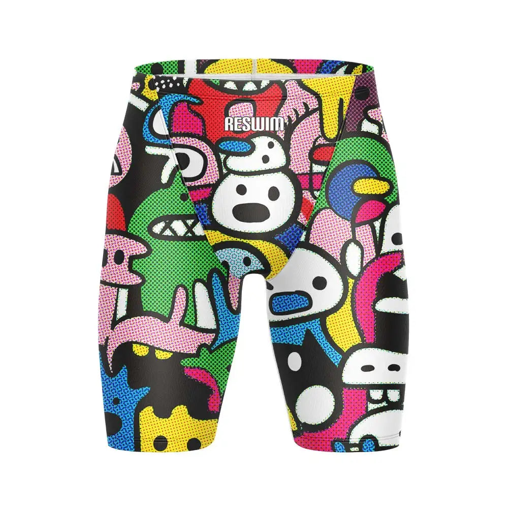 Summer Men's Swim Jammer Athletic Training Swimsuit Swimming Trunks Beach Pool Tights Shorts Quick Dry Running Surfing Pants