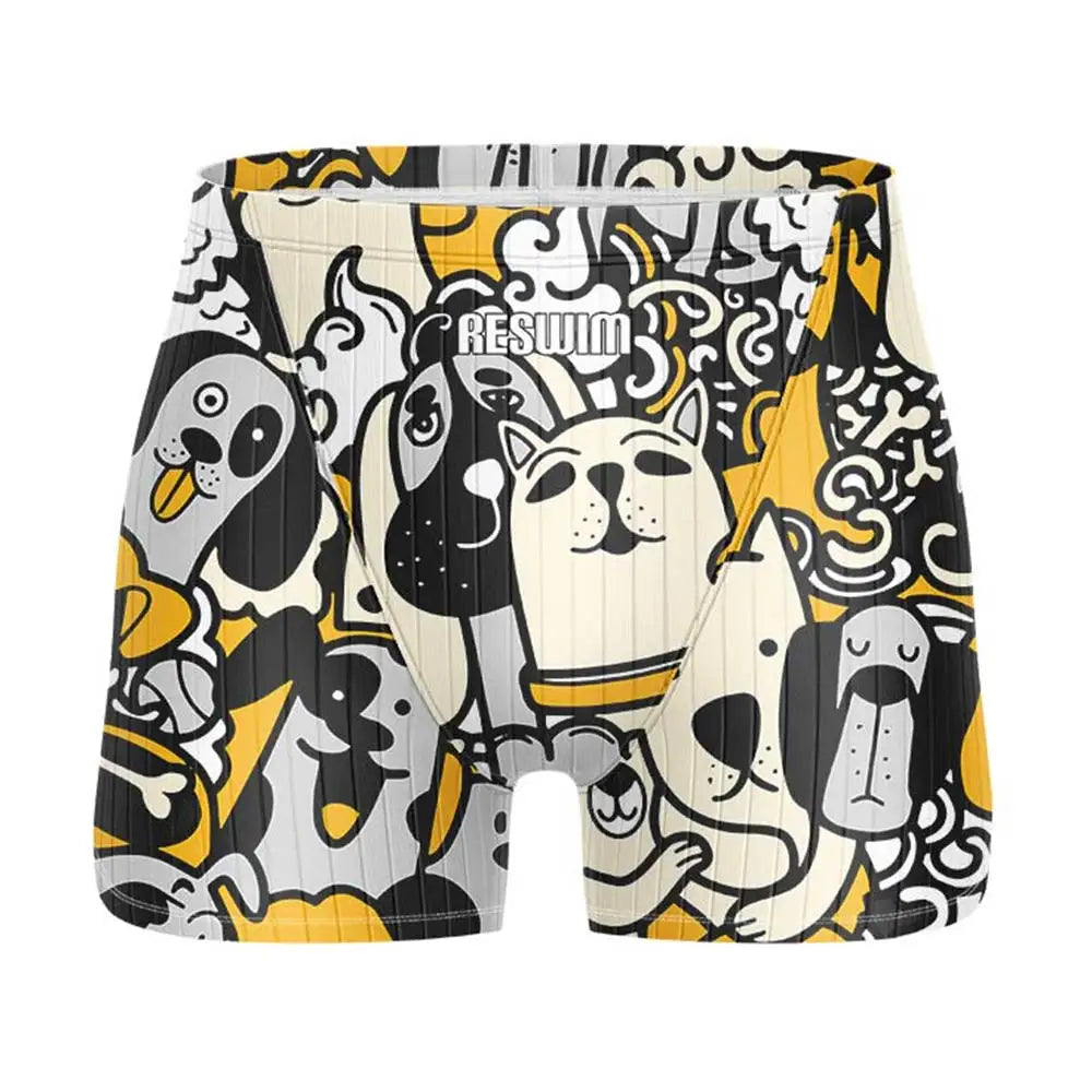 Funny Swimming Trunks Swim Jammer Swimsuit Shorts Summer Men's Athletic Training Swimwear Boys Surfing Pants Beach Tights Shorts