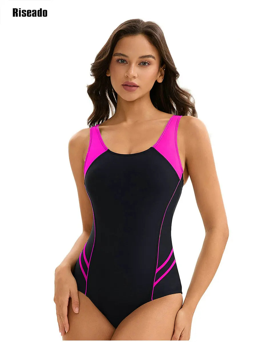 Women's One Piece Swimsuit Athletic Bathing Suits Training Sport Female Swimwear Monokini Pool Bath Clothing Plus Size