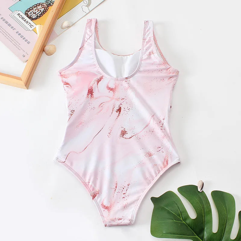 Purple Tie Dye Teens Girls One Piece Swimsuit 7-12 Year Kids Swim Suit Cut Out Children's Swimwear Bathing Suits Beachwear