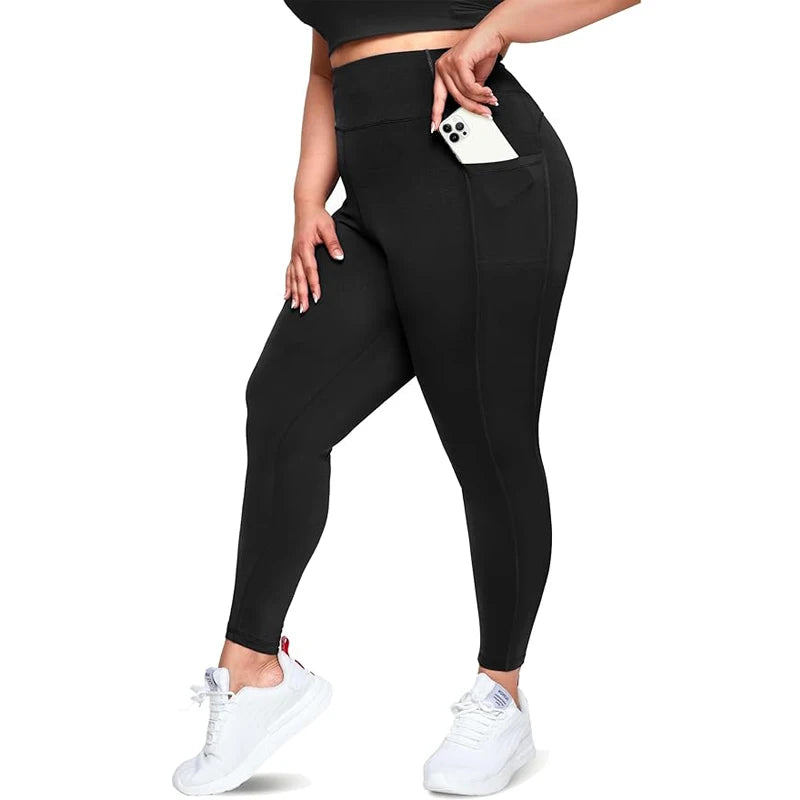 Plus Size Leggings with Pockets for Women High Waisted Tummy Control Soft Stretchy Yoga Pants for Workout Running