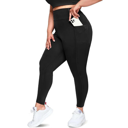 Plus Size Leggings with Pockets for Women High Waisted Tummy Control Soft Stretchy Yoga Pants for Workout Running