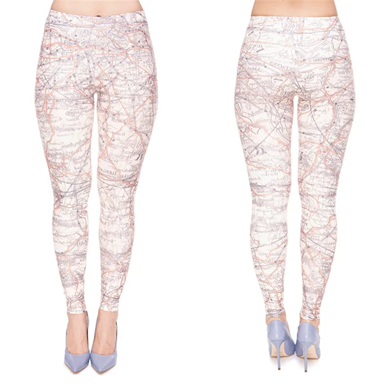 DeanFire Women's 80s Leggings Artistic Splash Printed Buttery Soft Stretchy Pants Leggings Elastic Waist Regular Trousers