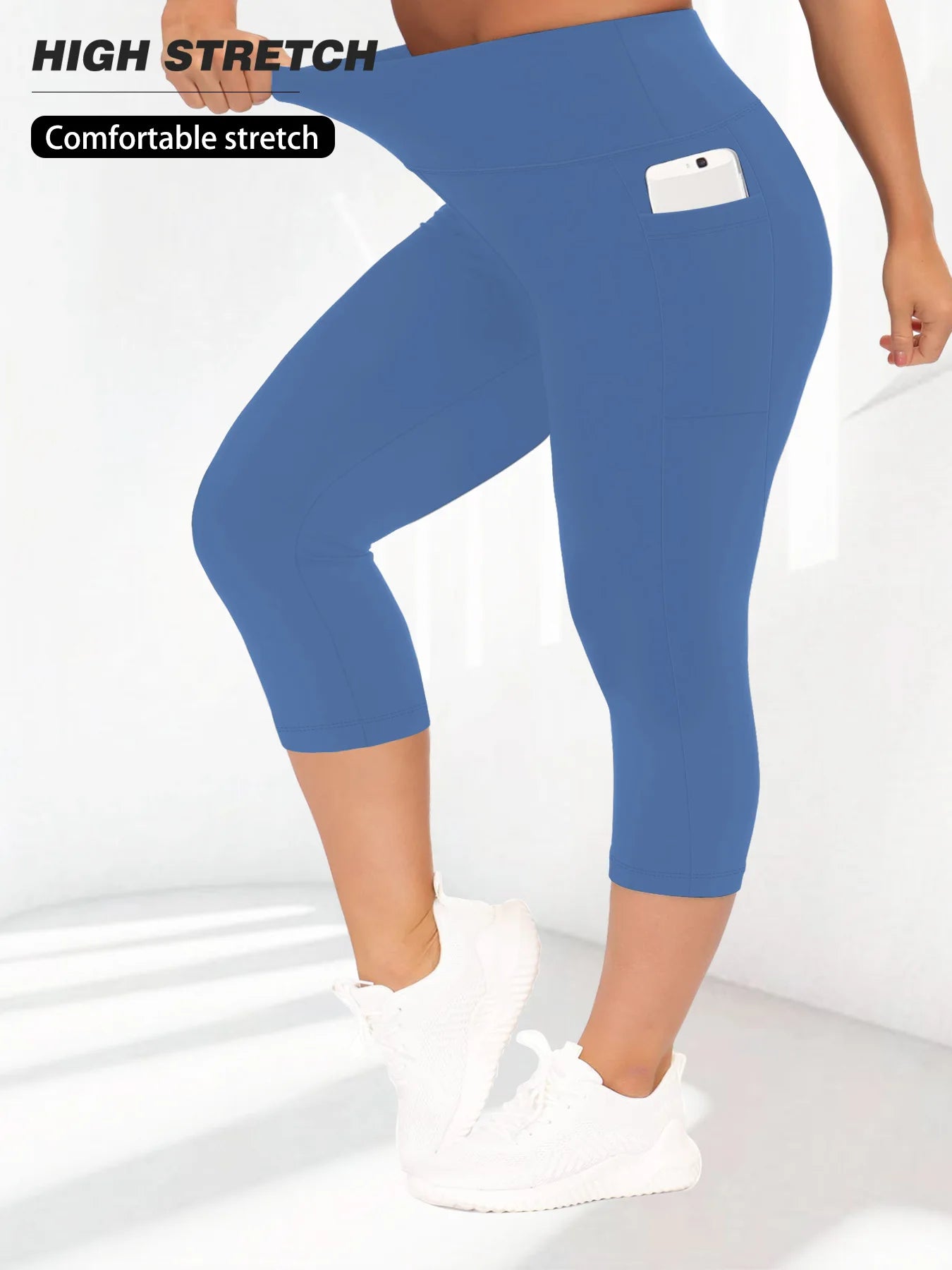 Women's Milk Silk Yoga Pants Plus Size High-Waisted Workout Leggings with Side Pockets, European Fit Gym To Street Activewear