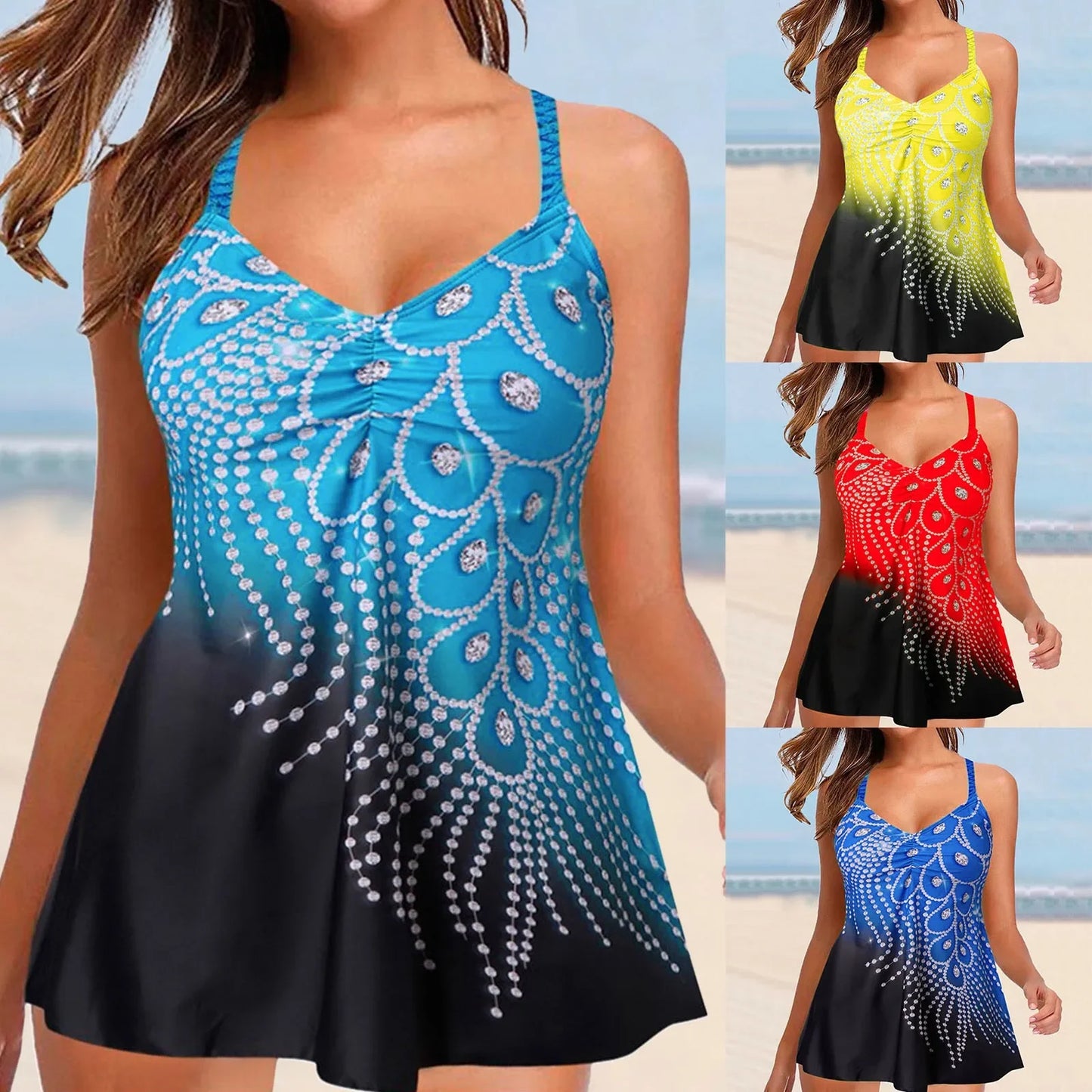 Swimsuits Woman Beachwear Swimwear Padded Plus Swimsuit Print Size Swim jumpsuit Women Swimwear Tankinis Set Bathers