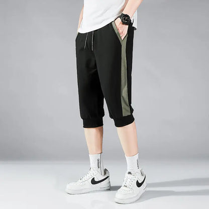 Summer Pants for Men 7-point Shorts Casual Loose Versatile Men Stretch Sports Tying Feet Cropped Pants