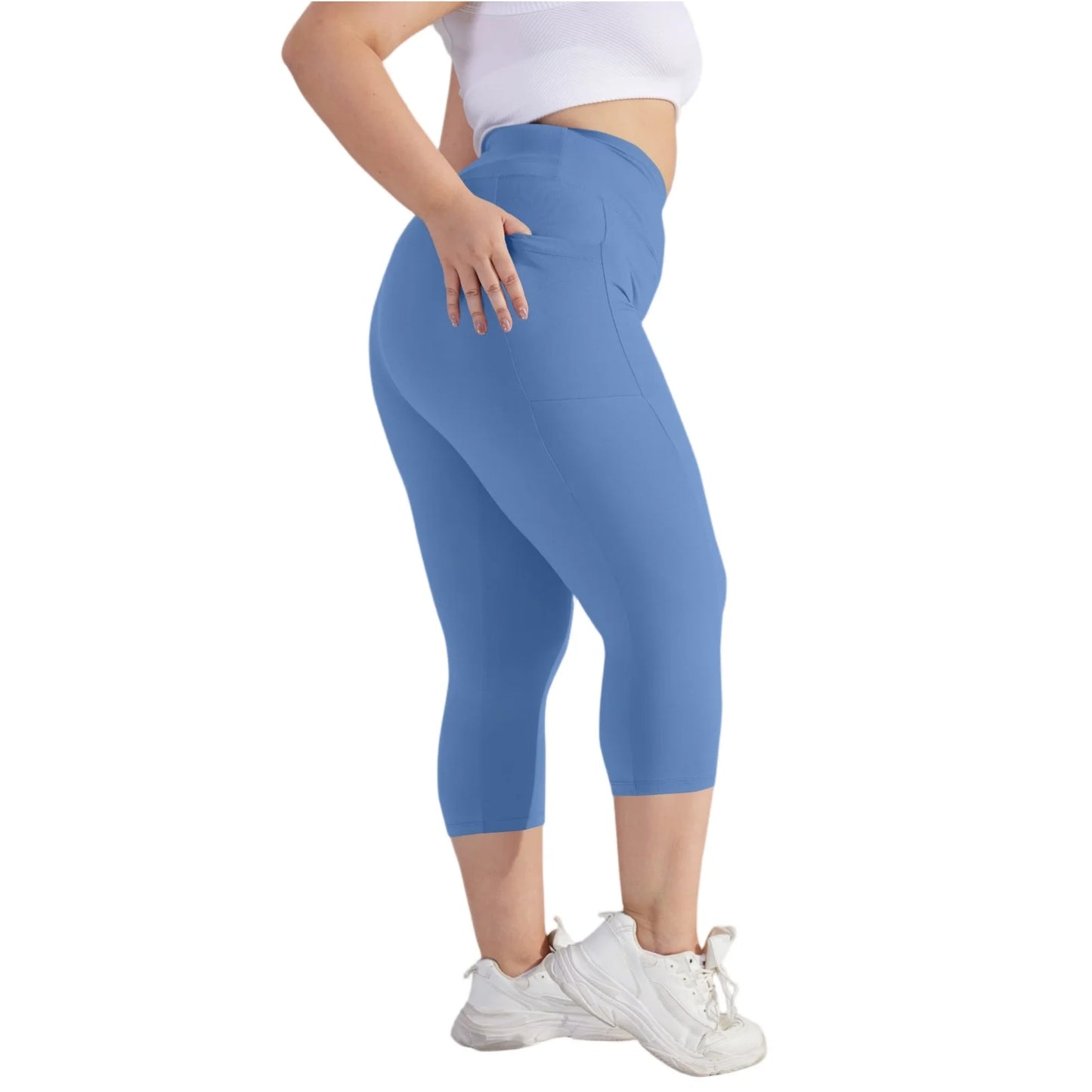 Plus size yoga pants for women Leggings fitness yoga pants with pocket summer sports cropped trousers