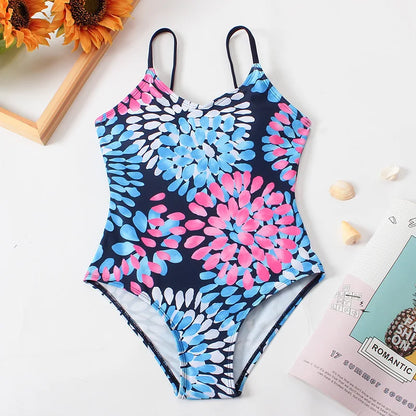 Print Girls One Piece Swimsuit 7-12 Year Kids Swim Suit Cute Children's Swimwear Beachwear Teenage Bathing Suits Summer