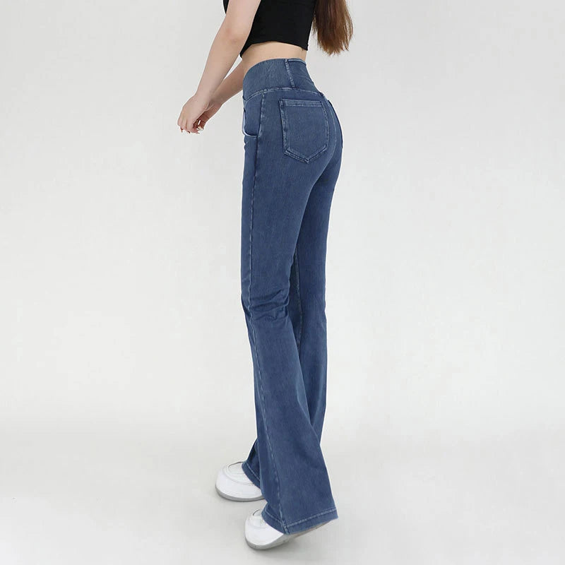 Jeans Style Design For Women Leggings Yoga Pants Denim Bell-bottoms Soft Elastic Breathable High waist 4 Pockets Women's Pants