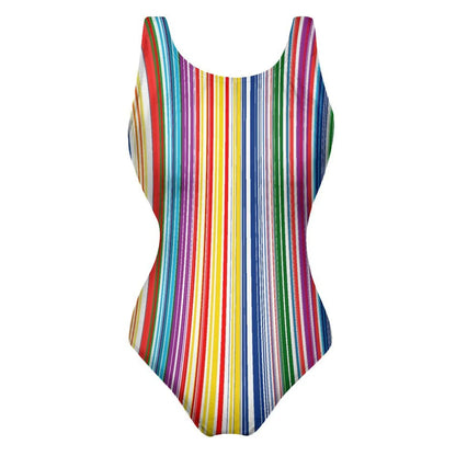 Bright Rainbow Swimsuit Abstract Art Push Up Swimwear One-Piece Vacation Bath Bathing Suit Bodysuit Design Beachwear Large Size