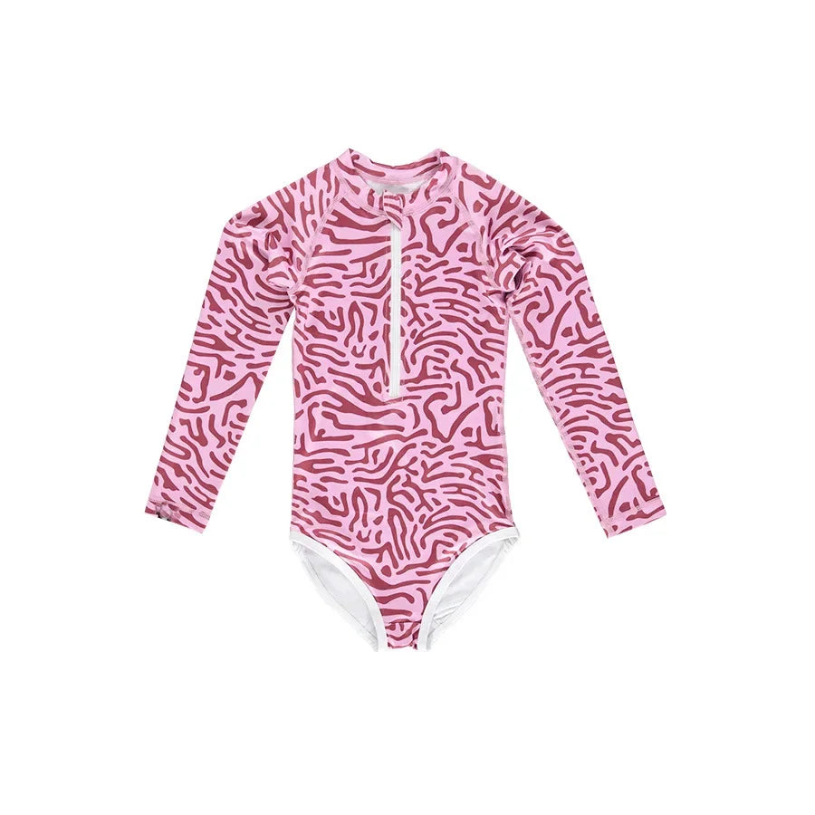 Toddler Girls Swimwear Summer Baby Rash Guard Long Sleeve Swimsuit Boys Bathing One-Piece Kids Clothes