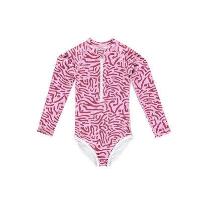 Toddler Girls Swimwear Summer Baby Rash Guard Long Sleeve Swimsuit Boys Bathing One-Piece Kids Clothes