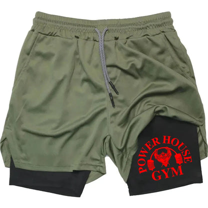 Camouflage running shorts for men's gym sports shorts 2-in-1 quick drying exercise training gym fitness jogging shorts for summer
