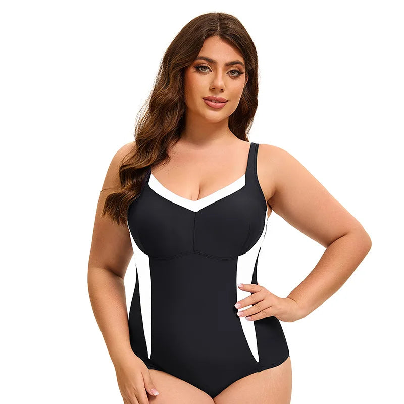 Plus Size Swimsuit Women's One Piece Swimsuits Block Color One Piece Bathing Suit Beach Outfit Sport Swim Suits