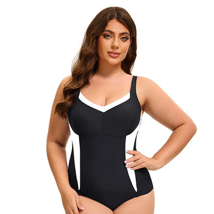 Plus Size Swimsuit Women's One Piece Swimsuits Block Color One Piece Bathing Suit Beach Outfit Sport Swim Suits