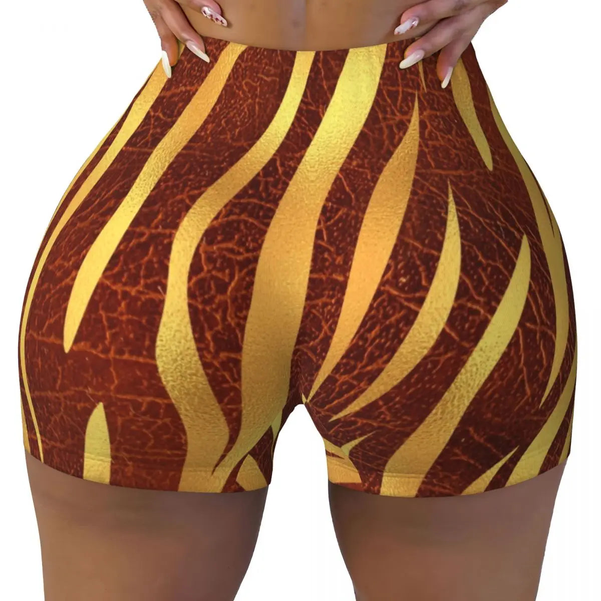 Color Pattern Black And White Pattern Yoga Shorts