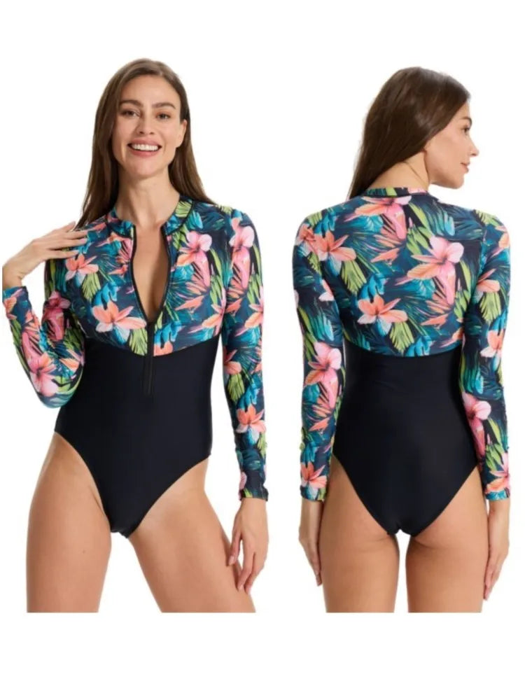 Rash Guard Swimsuit Women Summer Bathing Suit Long Sleeve Swimwear Women Beach Swimming Suit For Female