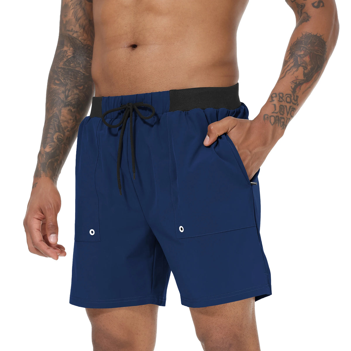 Men's Swim Trunks Quick Dry Swimwear Surf Swimwear with Zipper Pockets and Mesh Lining