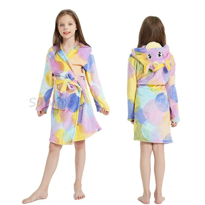 Children Bath Robe Baby Towel Children's Unicorn Hooded Bathrobes for Boys Girls
