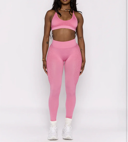 2PCS Pad Women Sport Sets Push Up Yoga Pants Hollow Back Gym Fitness Bra Workout Running Leggings, Seamless Sets