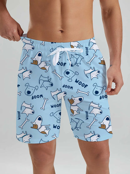 Hawaiian Cute Dinosaur & Dog Men's Beach Shorts 3D Printed men's Shorts Summer Swin Trunks Vacation Beach men's Clothes