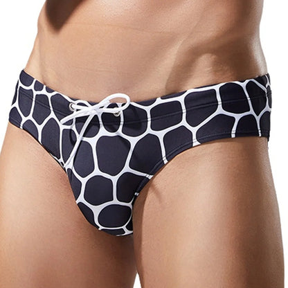 Swimwear Mens Low Rise Briefs Swimsuit Swim Trunks Elastic Waistband with Drawstring Cobble Graphic Lingerie Swimming