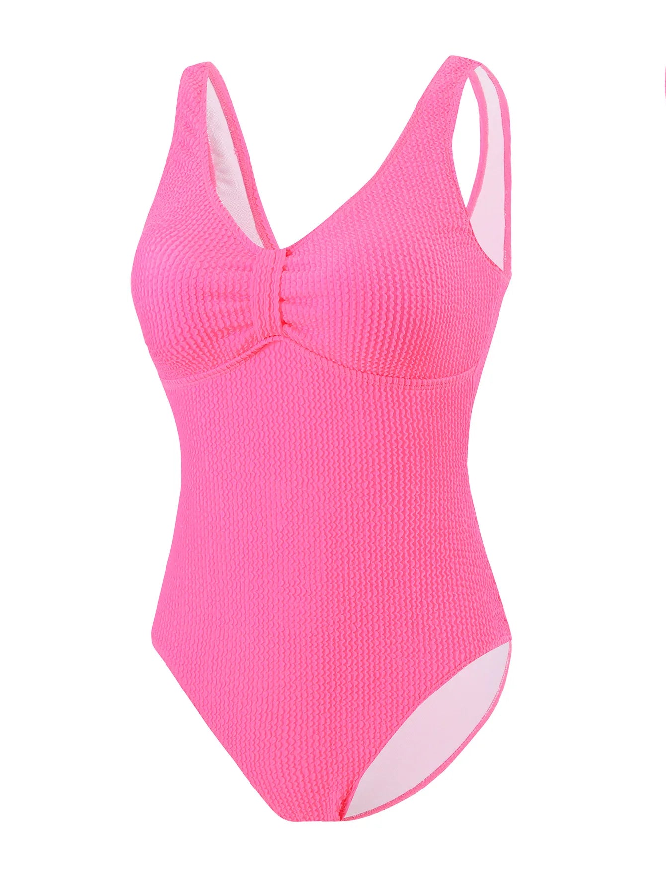 Scoop Neck One Piece Swimsuit Woman Backless Bodysuit Crinkle Swimwear Beach Wear Blue Bathing Suits Ladies Holiday Summer