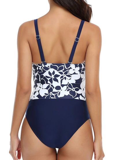 Floral Printed One Piece Swimwear Women Strap Swimsuit Female Bodysuit Bathers Bathing Swimming Suit Sports Beachwear
