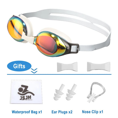 JSJM Swimming Goggles Adults Anti-fog UV Protection Lens Men Women Professional Silicone Adjustable Swimming Glasses Unisex