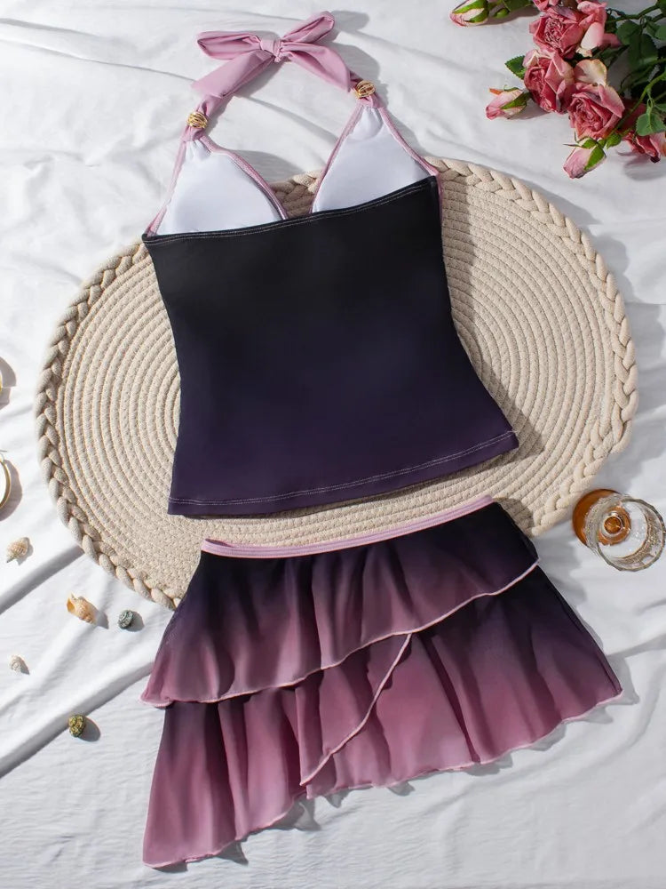 Cover Ups Swimsuit Women Summer Bathing Suit Bikini Tankini Set Sleeveless Swimwear Women Beach Swimming Suit For Female