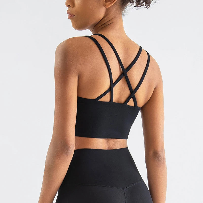 Nylon Top Women Sports Bra Yoga Gym Fitness Bras For Women Elastic Cross Back Women's Underwear Bralette