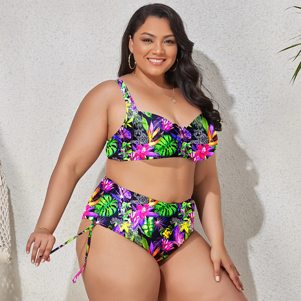 High Waist Leopard Bikini Set Plus Size Swimwear for Women Swimsuit Beachwear Bathing Suit Thong