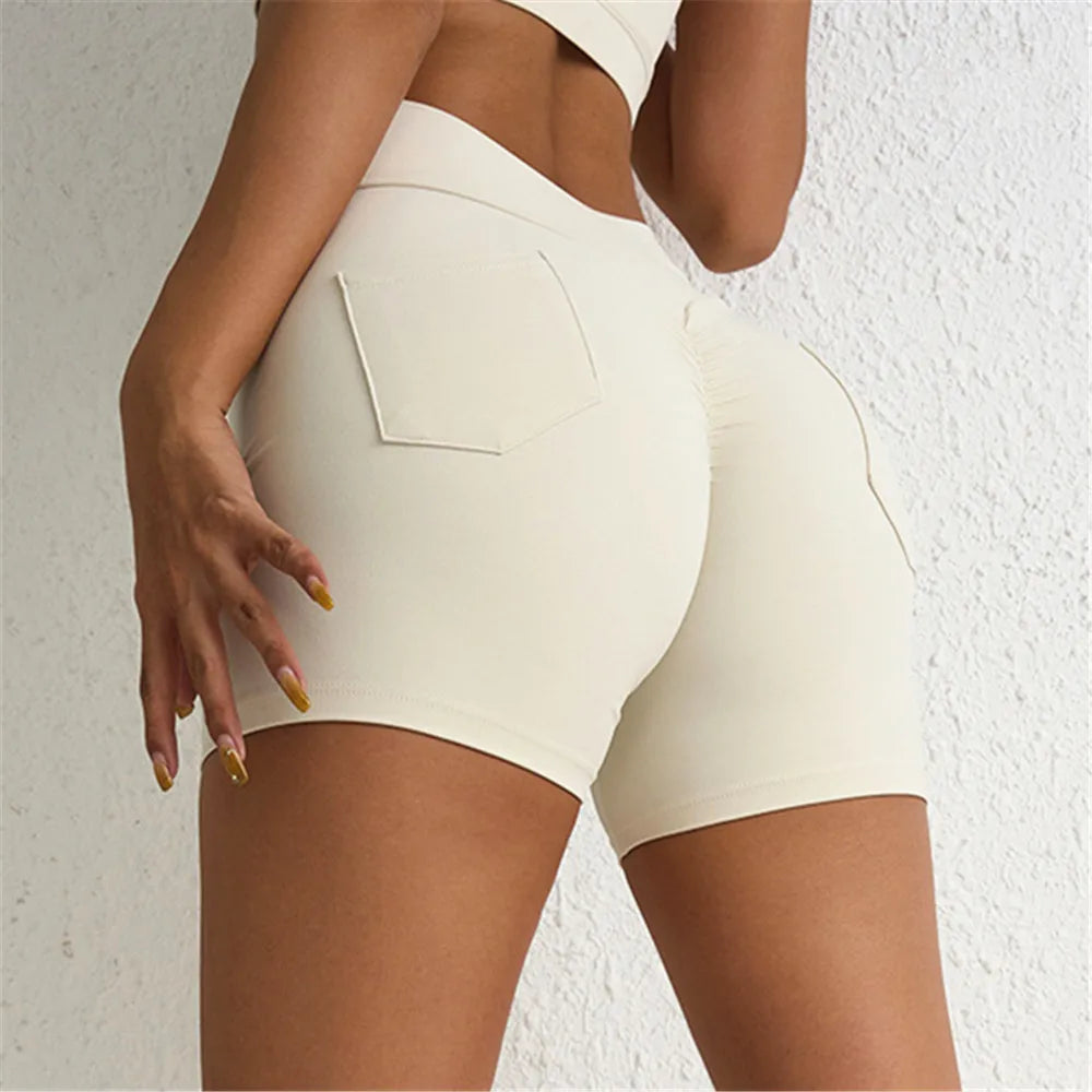 V Back Waist Scrunch Yoga Pant Women Sport Legging Gym Squat Proof Fitness Pant Hip Lift Workout Shorts Tights Active Wear