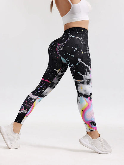 Fashion Women Beautiful Print Leggings Yoga Pants High Waist Jeggings Stretch Pants  Gym Fitness Sweatpants