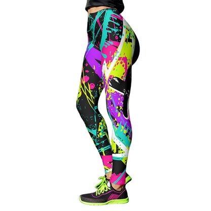 Women graffiti print Gym Yoga Pants Sports Clothes Stretchy High Waist Push Athletic Exercise Fitness Leggings Activewear Pants