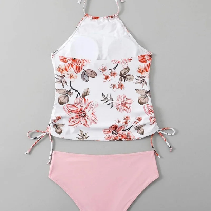 Women's Sporty Floral Two-Piece Tankini Set With Brief