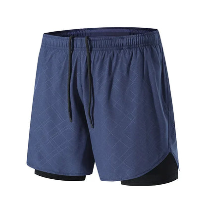Summer 2 in 1 Jogging Clothing Gym Marathon Running Fitness Beach Shorts Men Sportswear Double-deck Training Sport Shorts Pant