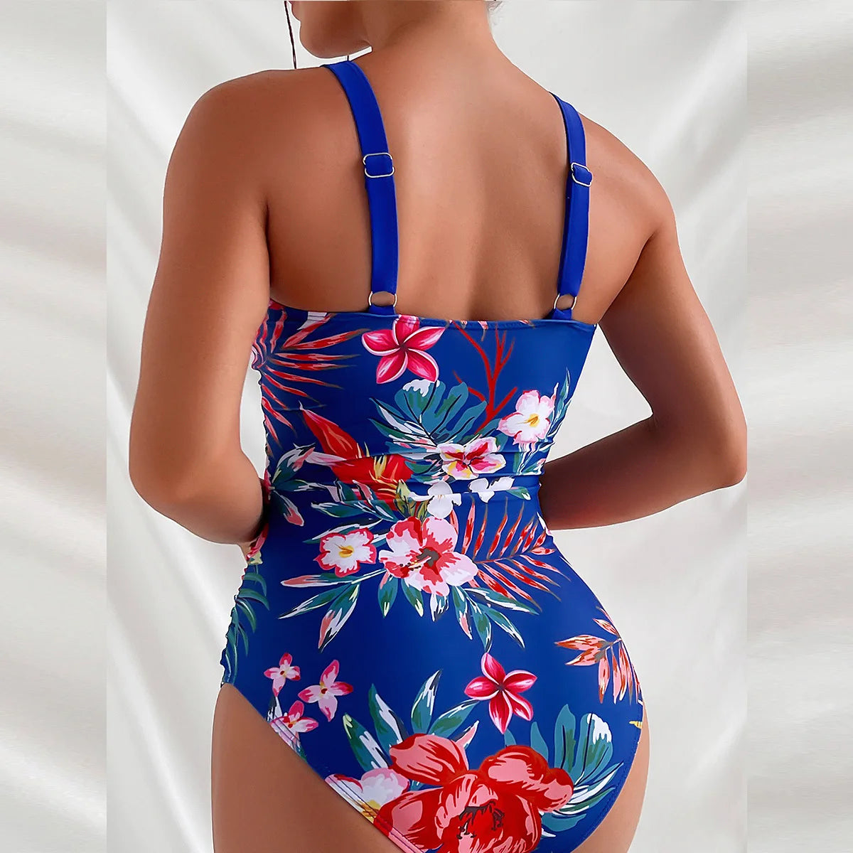 One Piece Swimsuit Women Swimwear Push Up Monokini Plunge Bathing Suit Floral Bodysuit Beach Wear Female Swimsuit
