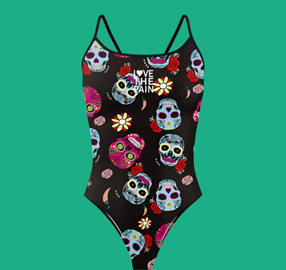 Love The Pain One Piece Swimsuit Thin Straps Versatile V-back Women's Swimwear Sports Triathlon Training Swimsuit