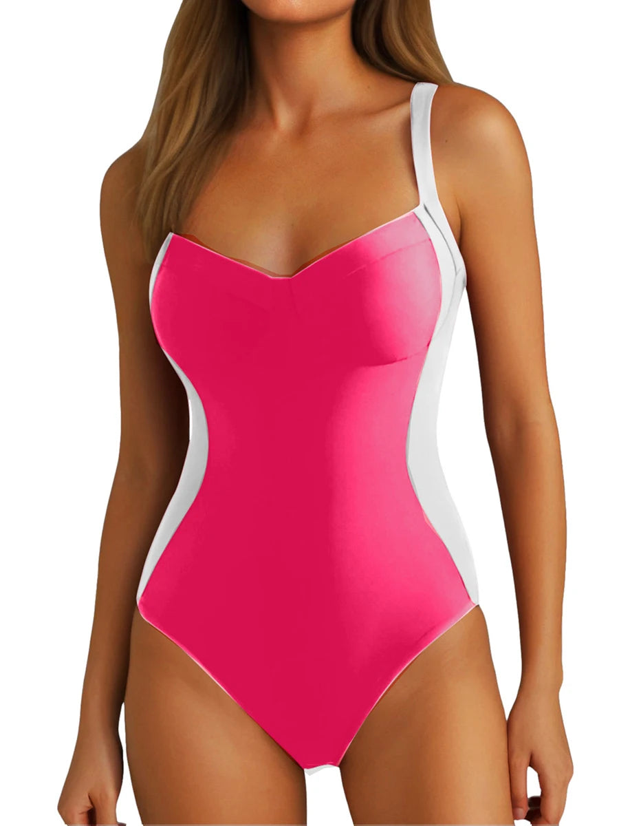 Strappy Swimsuit Women One Piece Solid Slim Swimwear Female Bathers Bathing Swimming Swim Suit Beachwear XXL