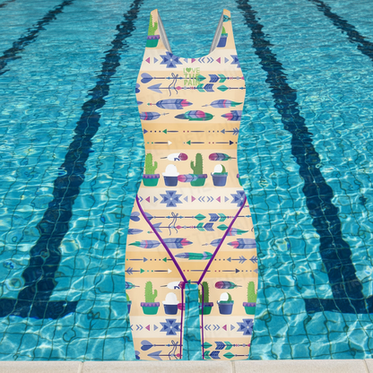 Girls Love The Pain Racer Back Knee Length Swimsuit Bodysuit Sleeveless One Piece Print Swimwear For Holiday Beach Water Sports