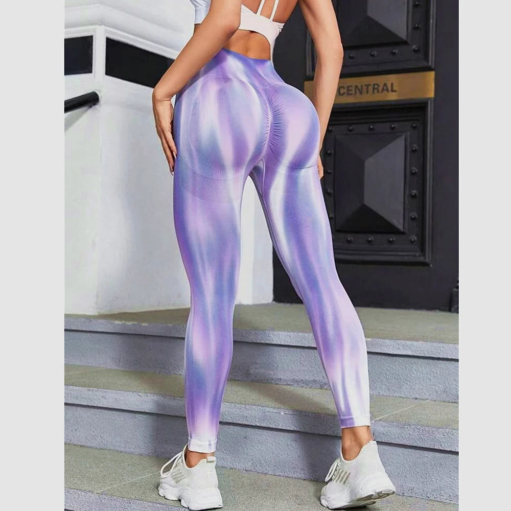 Aurora Women Bubble Butt Push Up Yoga Pant Fitness Workout Gym High Waist Scrunch Tights Gym Seamless Leggings