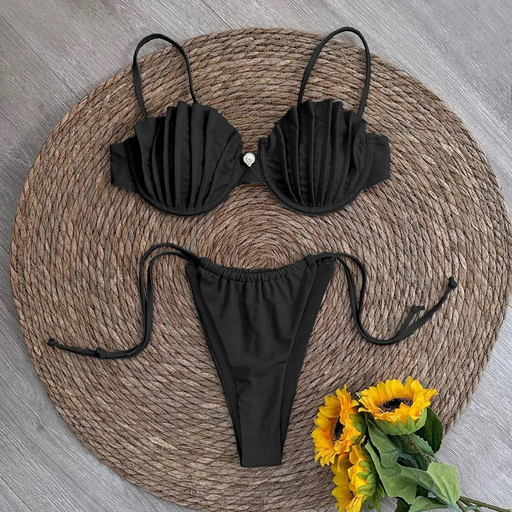 Shell Micro Bikini  Women Swimsuit Female Swimwear Thong Bikinis Set Brazilian Beach Wear Bathing Suit Biquini